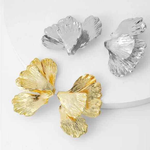New ZARA GINKO LEAF earrings in silver! - Picture 10 of 12